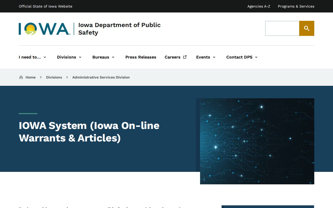 Butler County active warrant agency data in the Iowa IOWA System